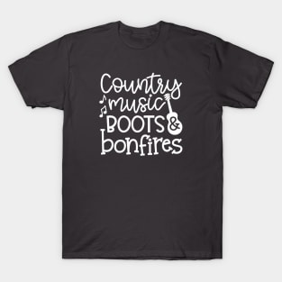 Country Music Boots and Bonfires Guitar Cute T-Shirt